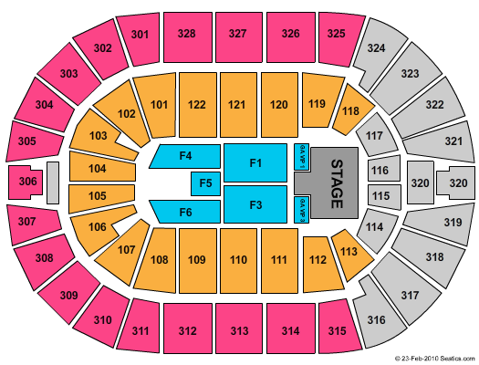BOK Center End Stage Zone Seating Chart